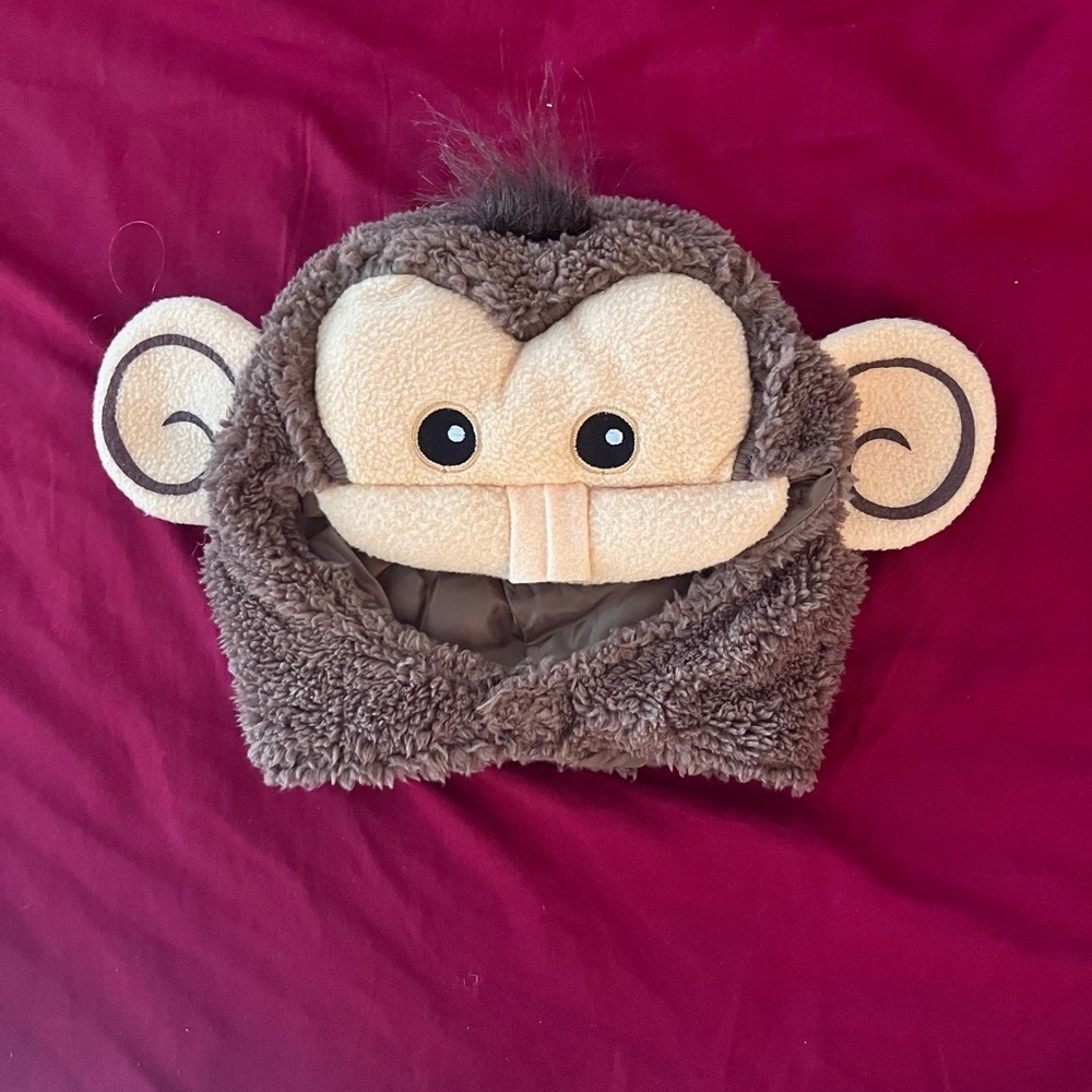 Halloween kids Brown Monkey Fleece Hat 4-6